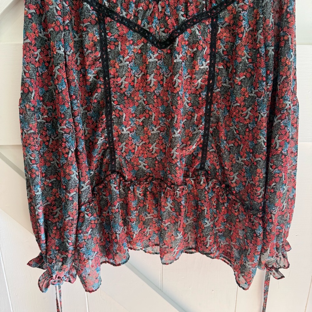 Matilda Jane Carol Tunic Blouse Gypsy Sz XL Boho Floral Long Sleeves Peasant Top - Picture 3 of 10